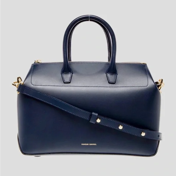 Mansur Gavriel Navy Satchel Bag - Picture 4 of 14